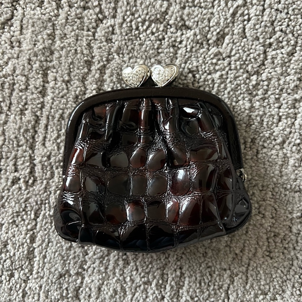 Brighton Black Croc-Embossed Coin Purse